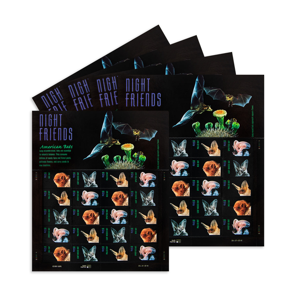 2002 Night Friends American Bats  First Class Postage Stamps