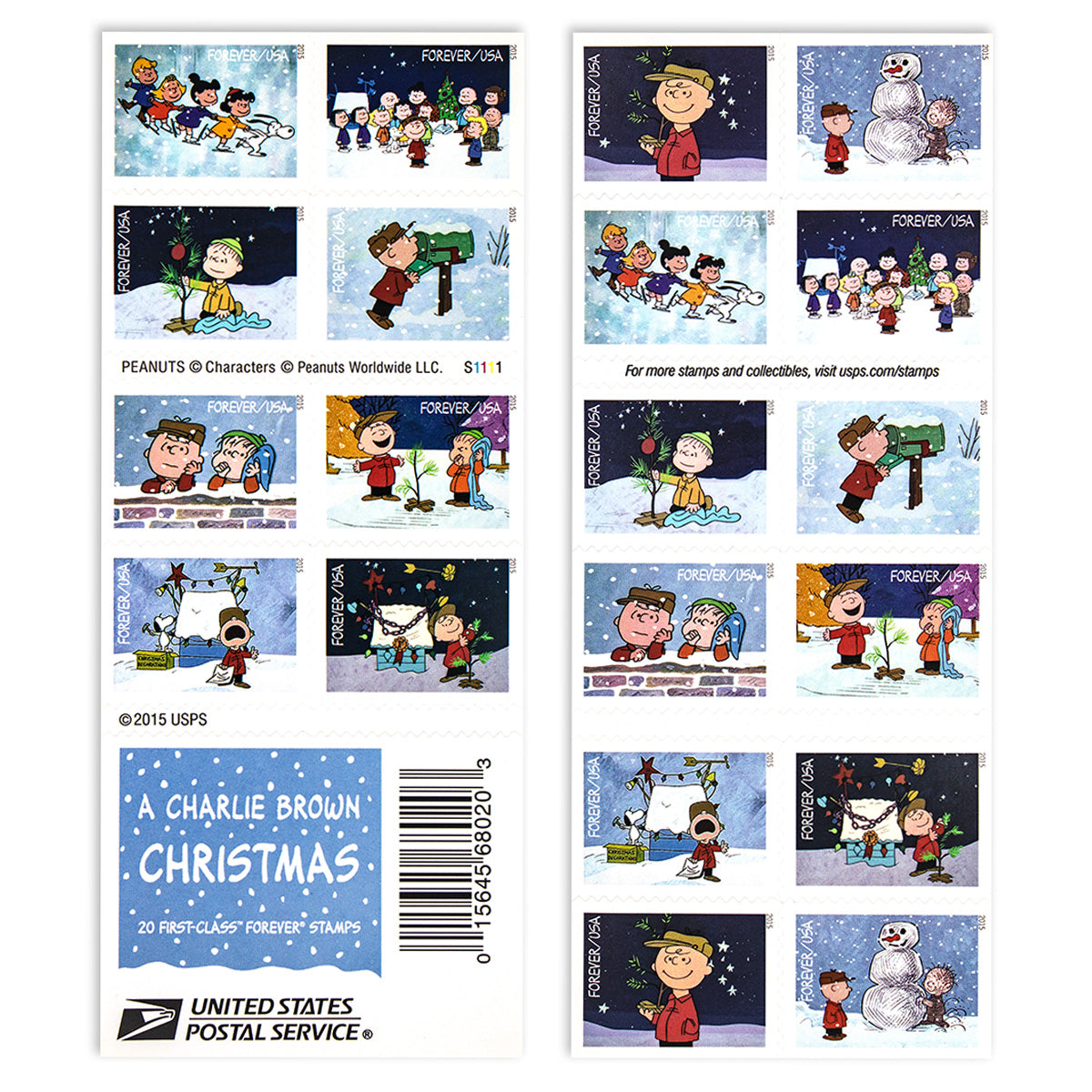 2015  Contemporary Christmas: A Charlie Brown Christmas Forever First Class Postage Stamps