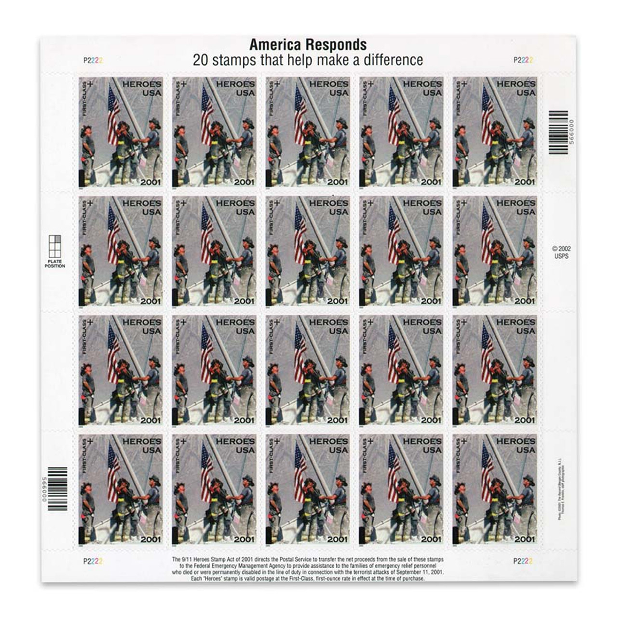 2001 US America Responds First Class Postage Stamps